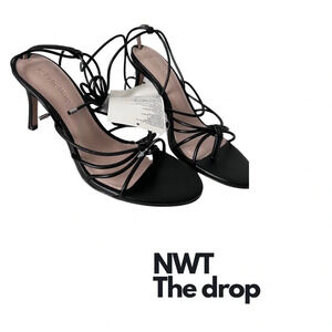 NWT | The Drop  | Archie Lace-Up Strappy Open Toe Heel Black | Sz 6.5 [257]